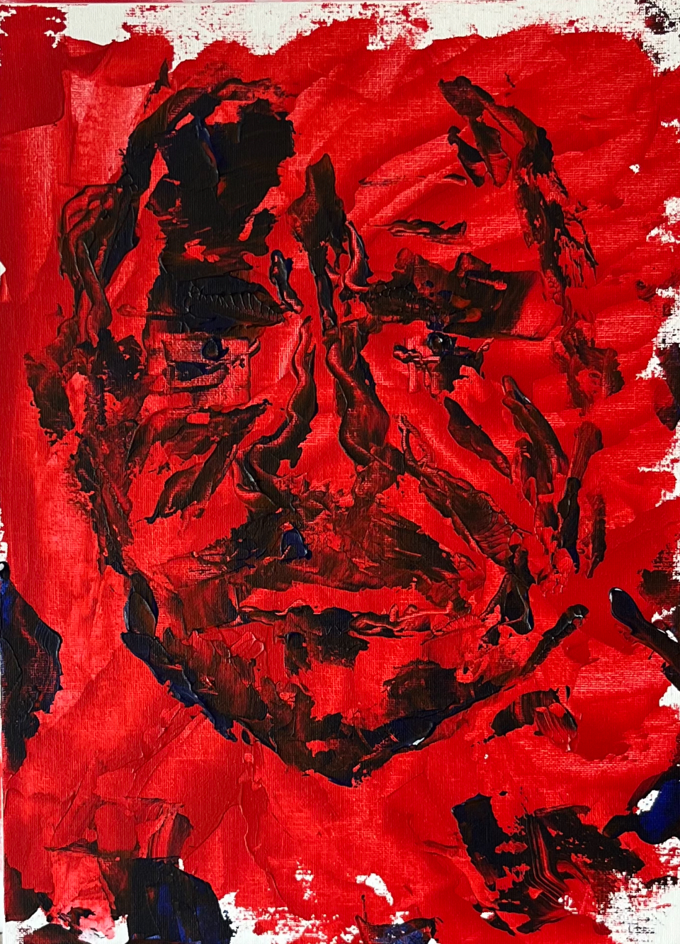 Self-portrait II — Rostro en rojo. 30x40