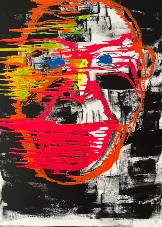 Self-portrait VI — Drip neón. 60x80